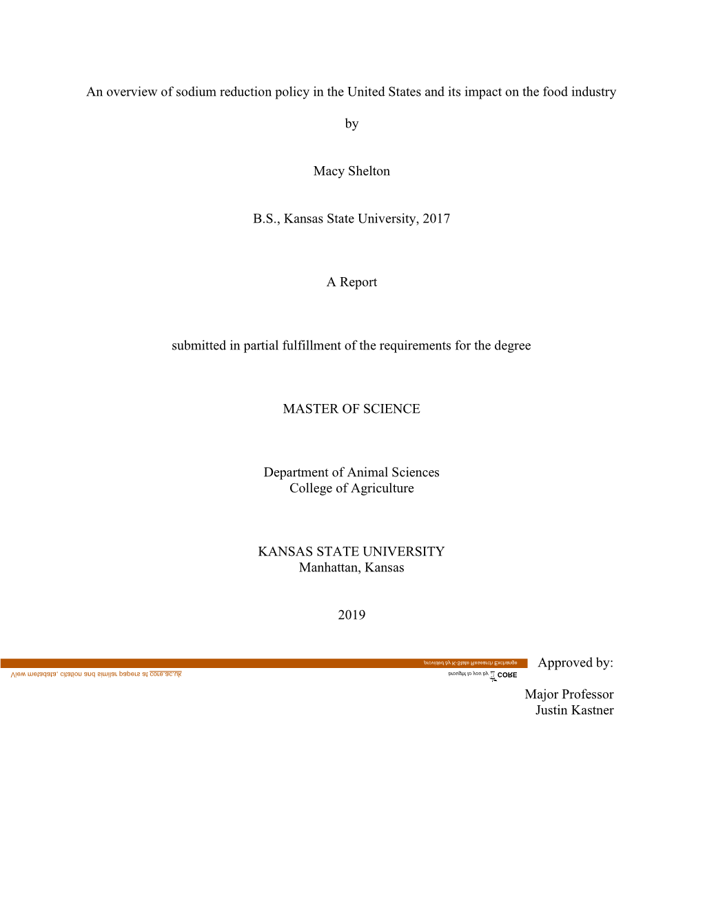 An Overview of Sodium Reduction Policy in the United States and Its Impact on the Food Industry