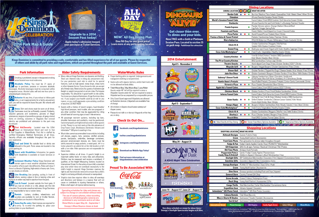 2014 Kings Dominion Park Map & Guide