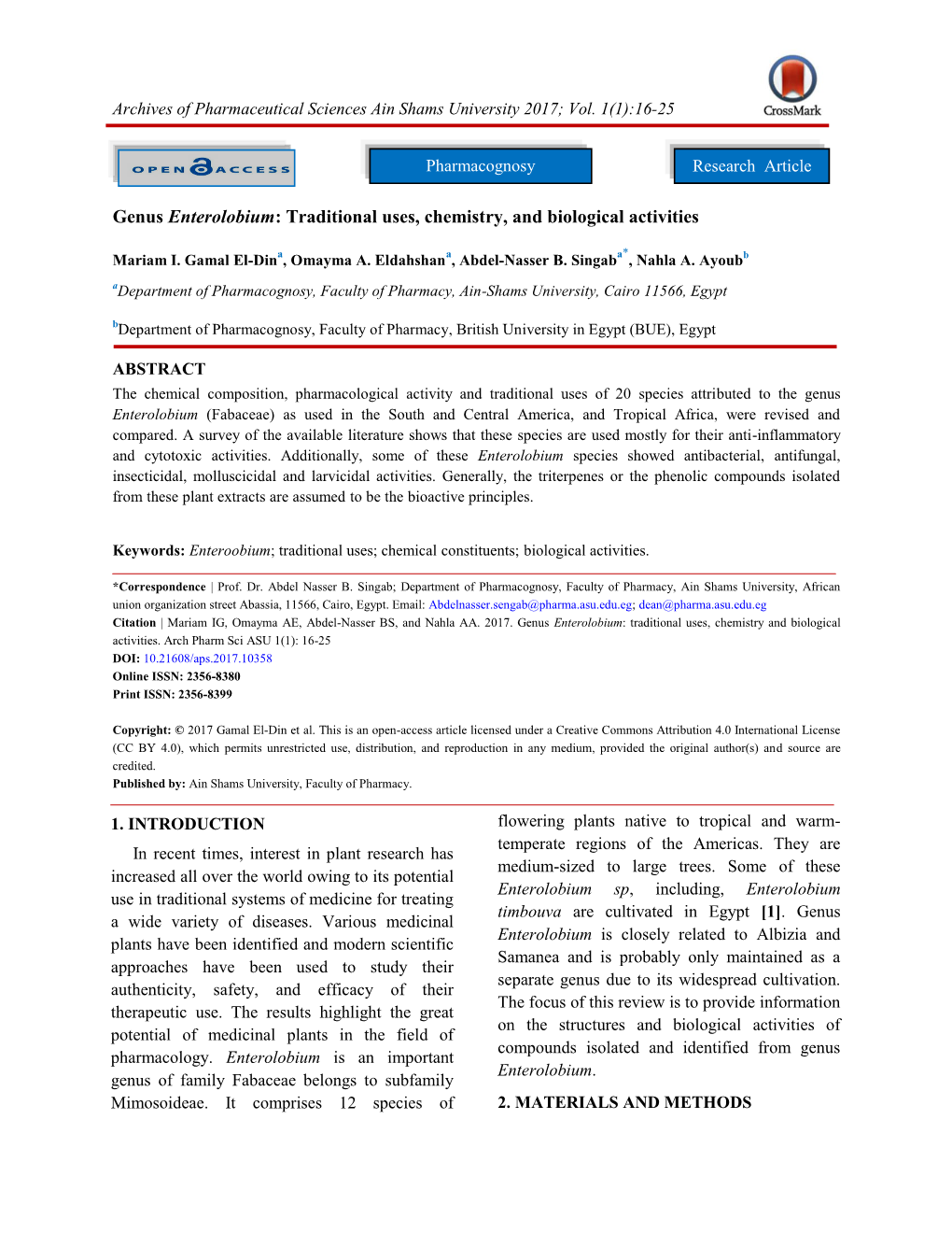 Genus Enterolobium: Traditional Uses, Chemistry, and Biological Activities