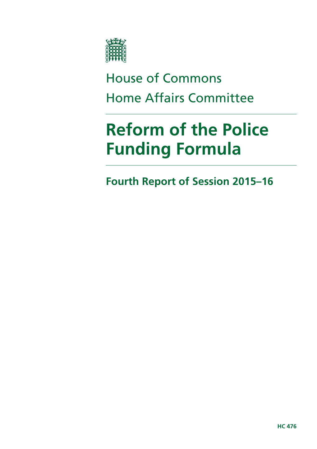 Reform of the Police Funding Formula