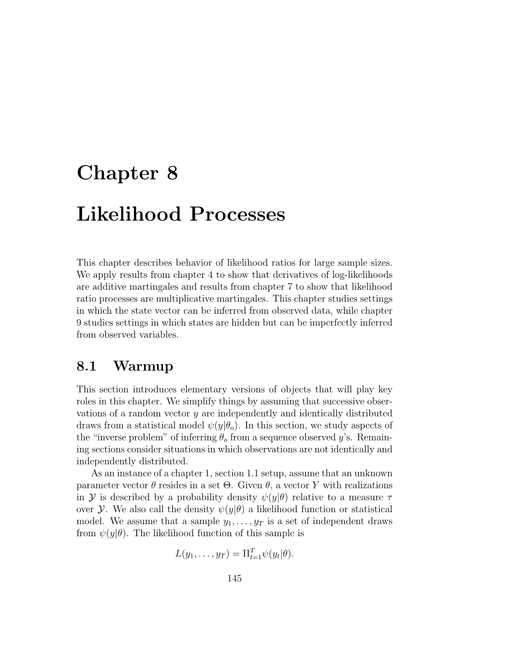 Chapter 8 Likelihood Processes