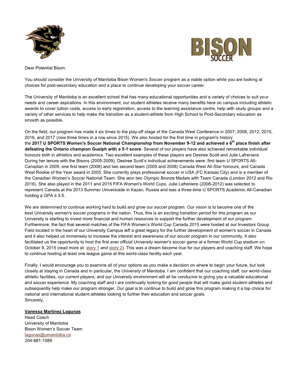 You Should Consider the University of Manitoba Bison Women's Soccer