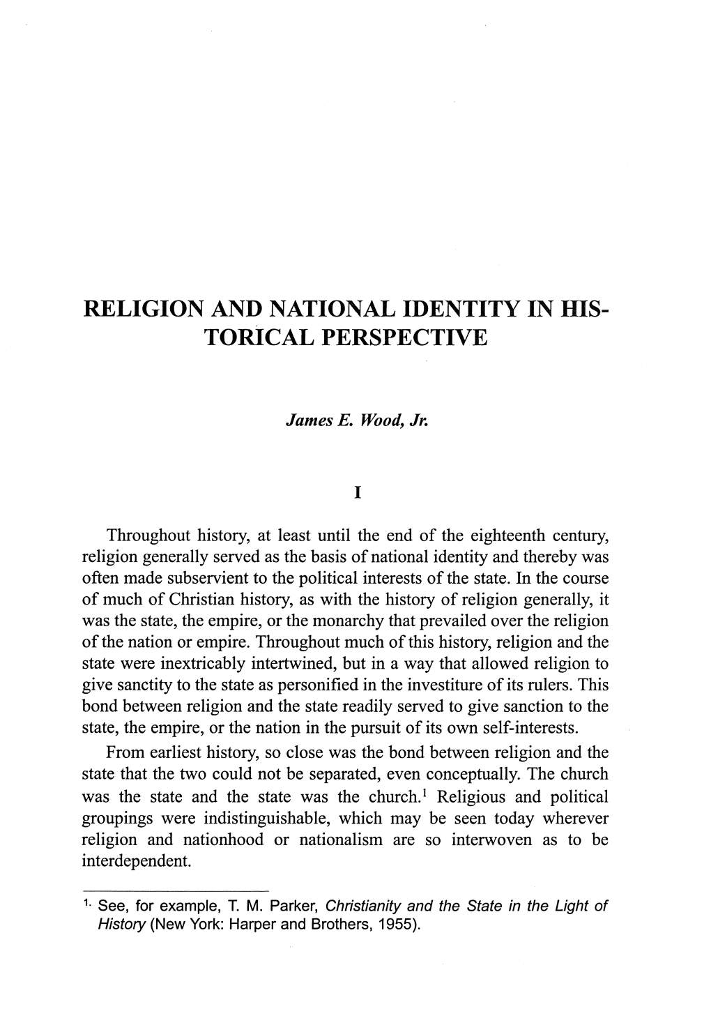Religion and National Identity in Historical Perspective