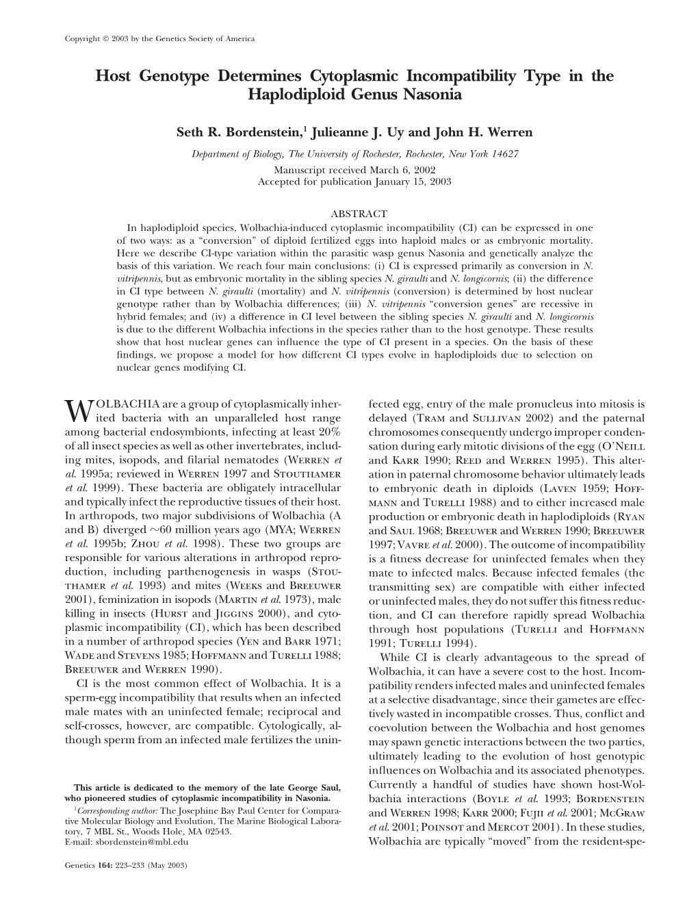 Host Genotype Determines Wolbachia Cytoplasmic Incompatibility Type In