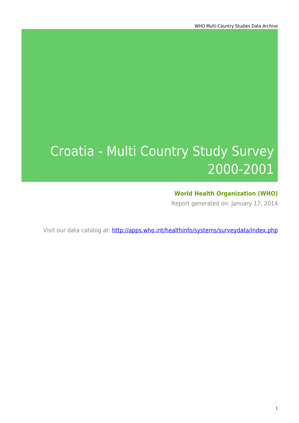 Multi Country Study Survey 2000-2001