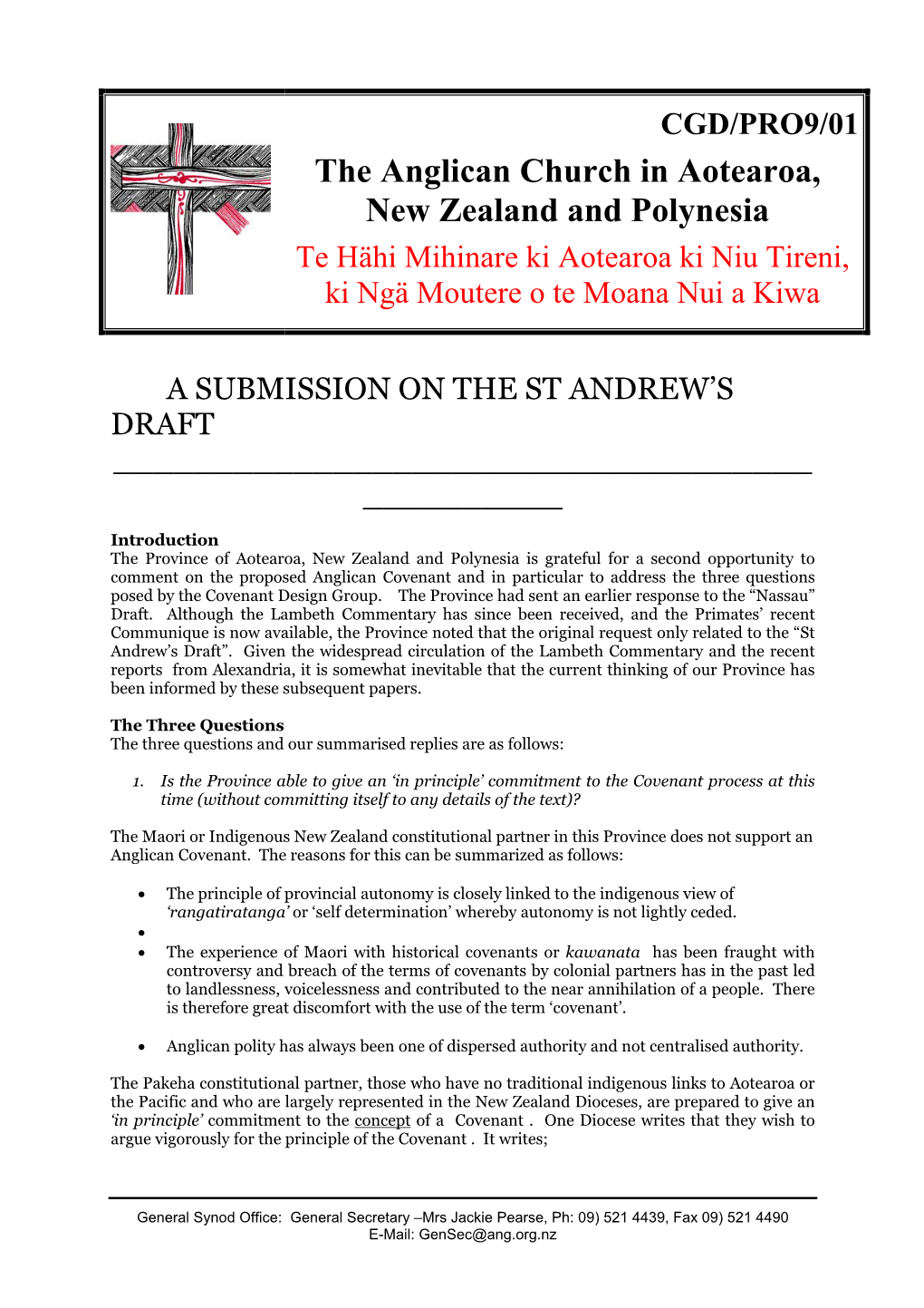 Collated Responses to 'St Andrews Draft' from Around the Communion