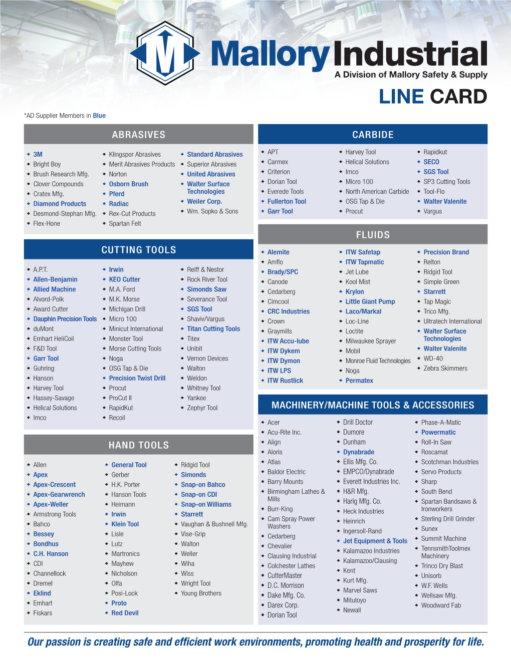 LINE CARD *AD Supplier Members in Blue