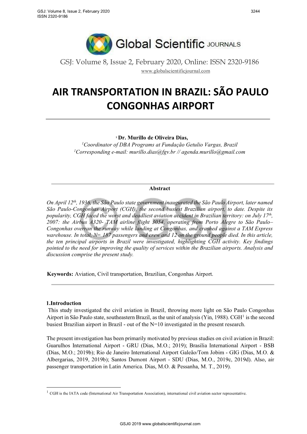 Air Transportation in Brazil: São Paulo Congonhas Airport