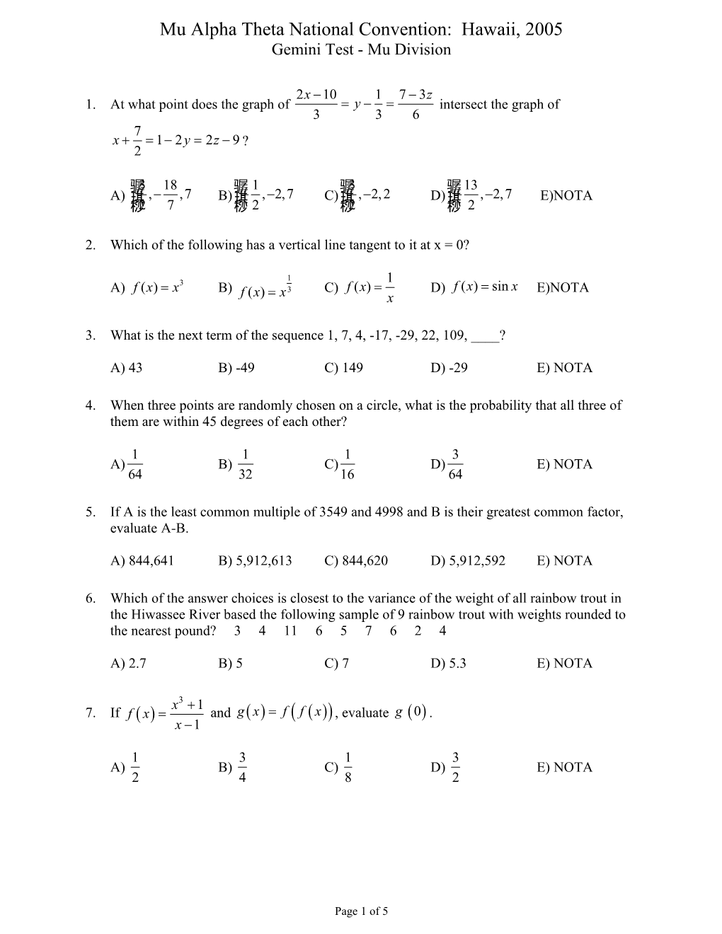 1. Test Question Here