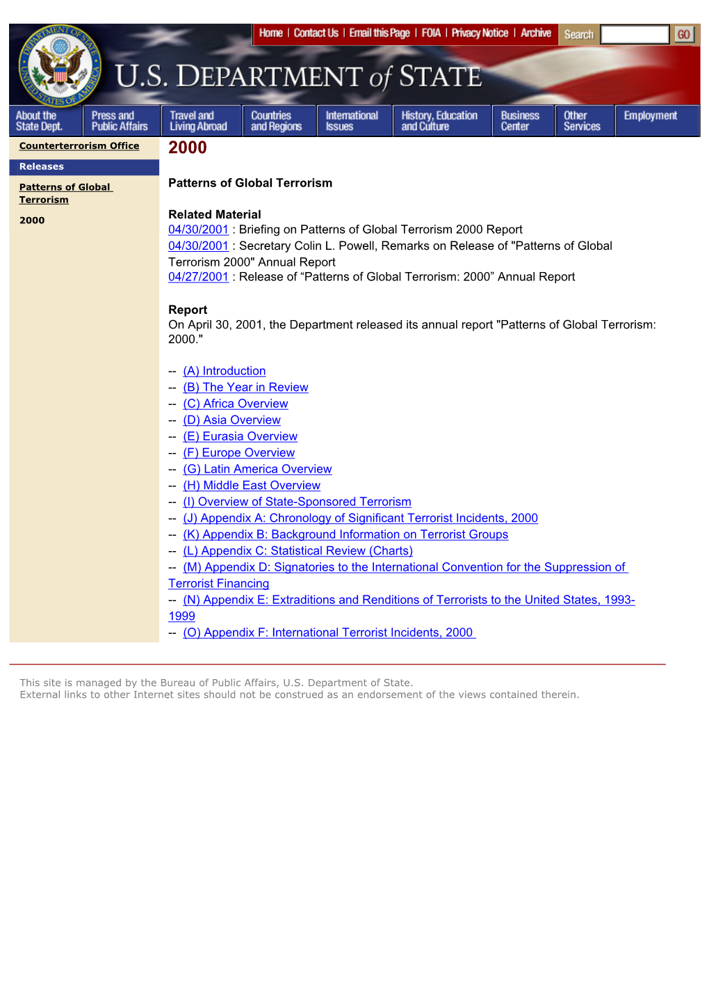 Patterns of Global Terrorism Related