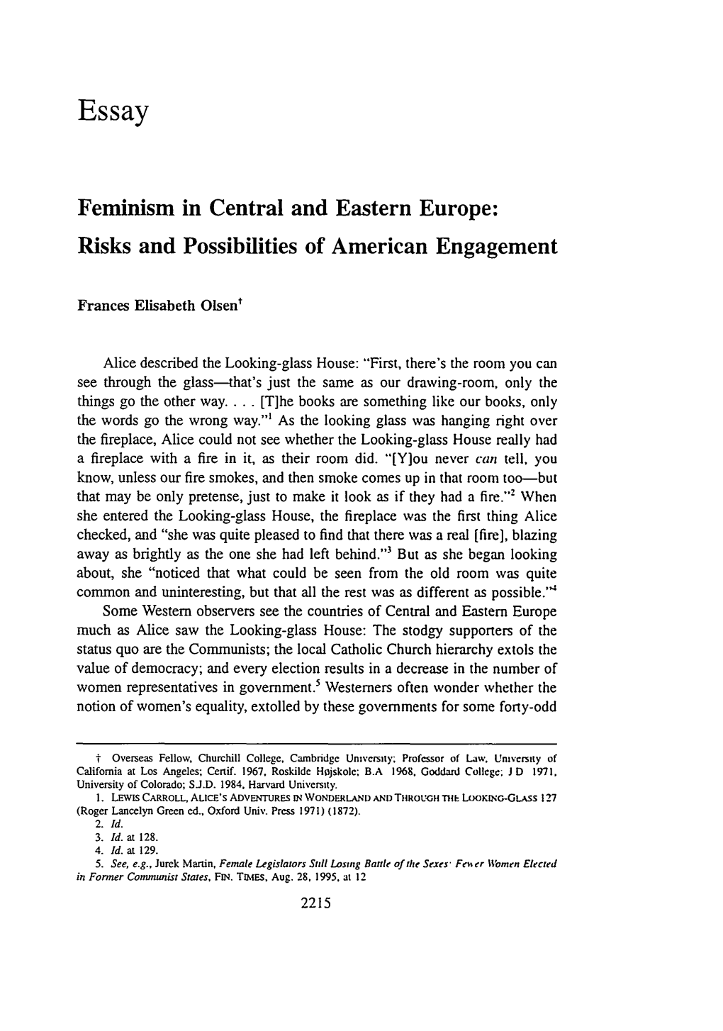 Feminism in Central and Eastern Europe: Risks and Possibilities of American Engagement