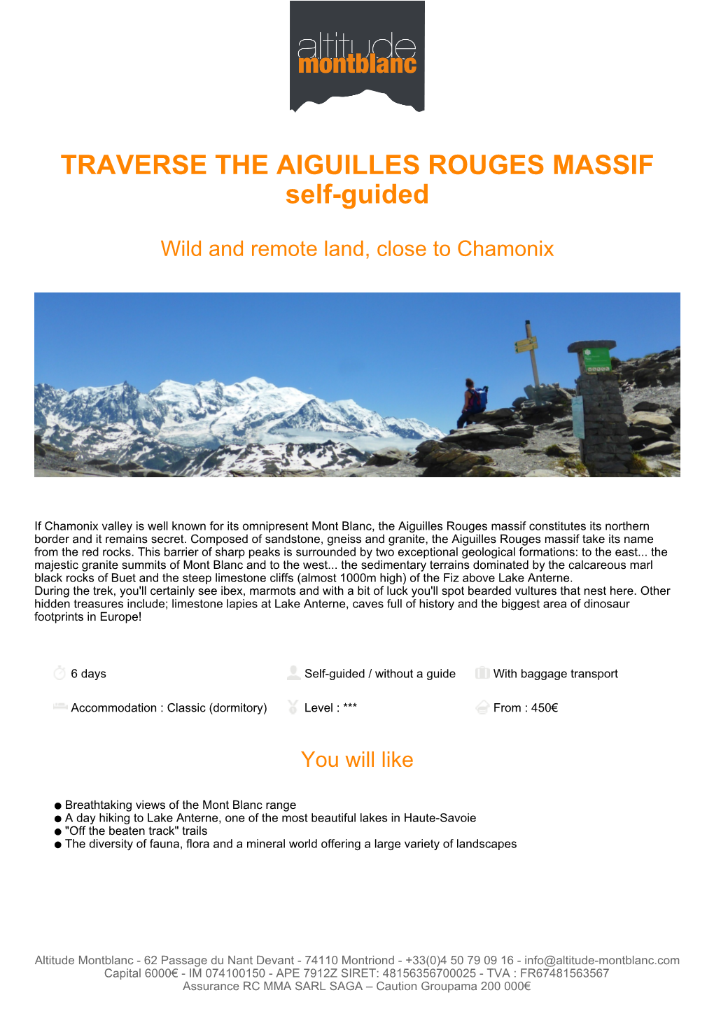TRAVERSE the AIGUILLES ROUGES MASSIF Self-Guided