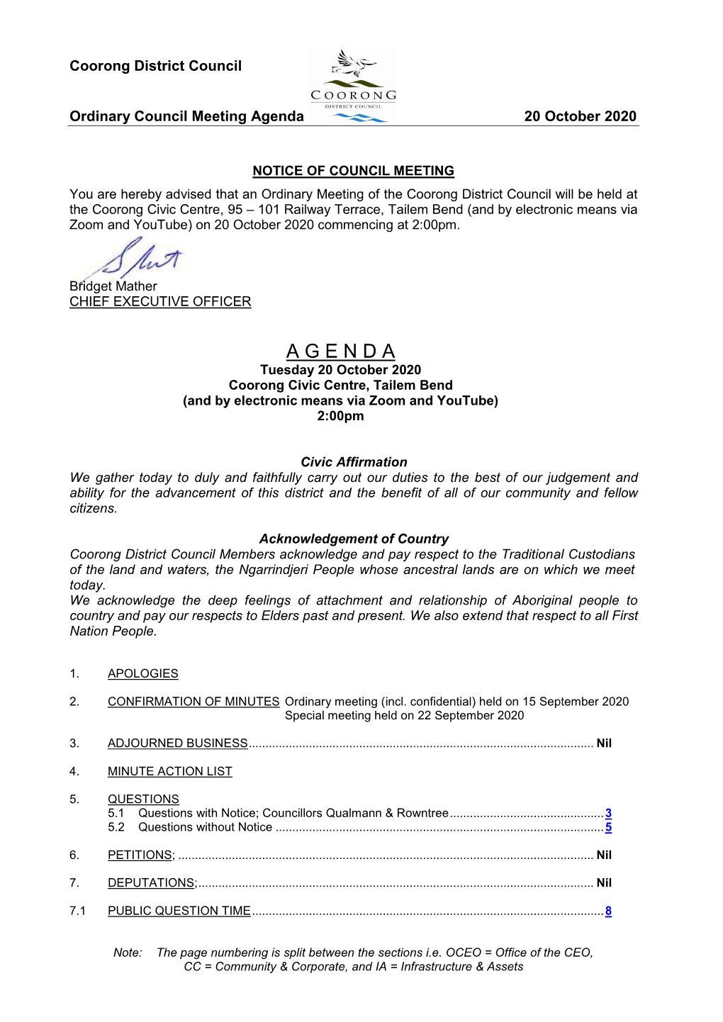 Notice of Council Meeting