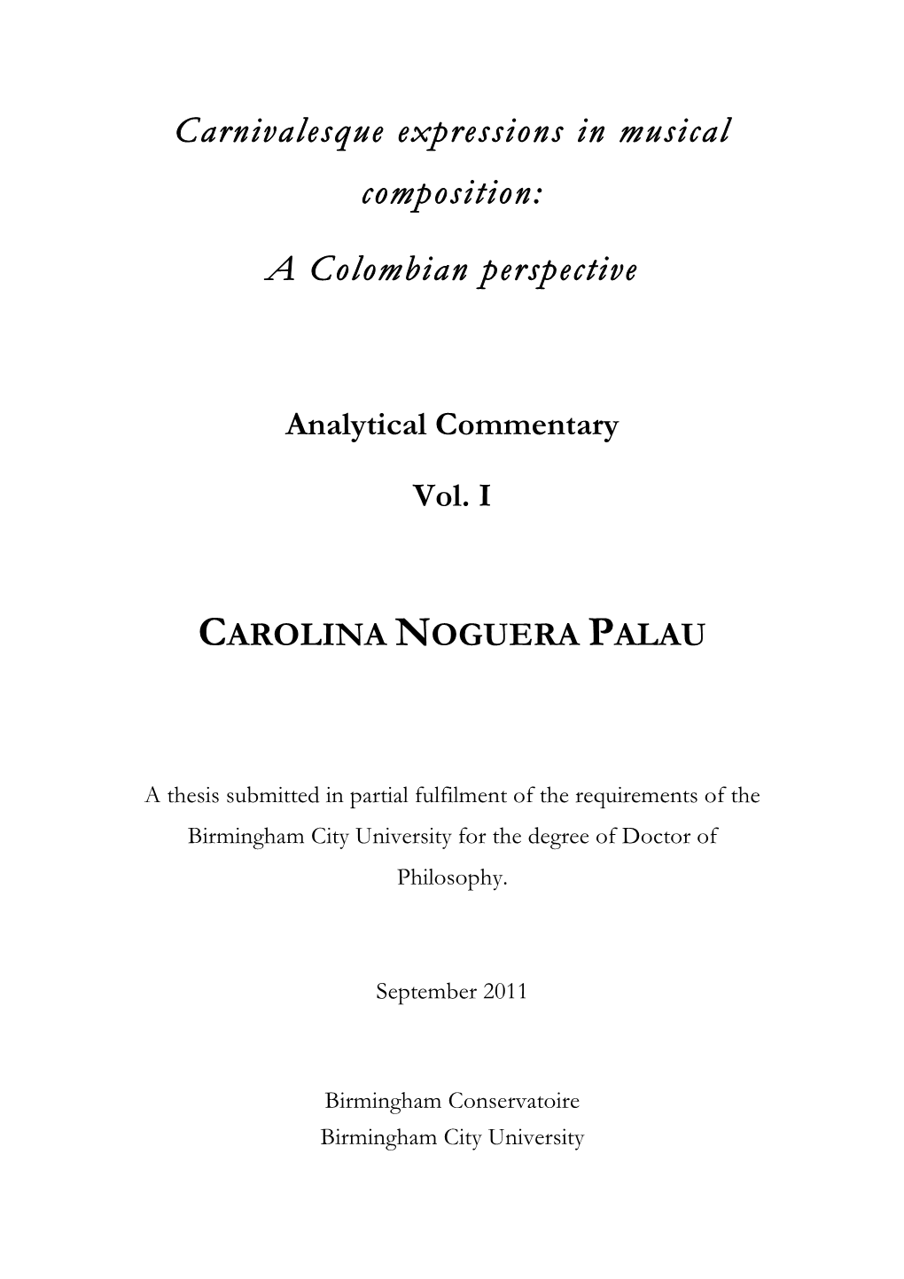 Carnivalesque Expressions in Musical Composition: a Colombian