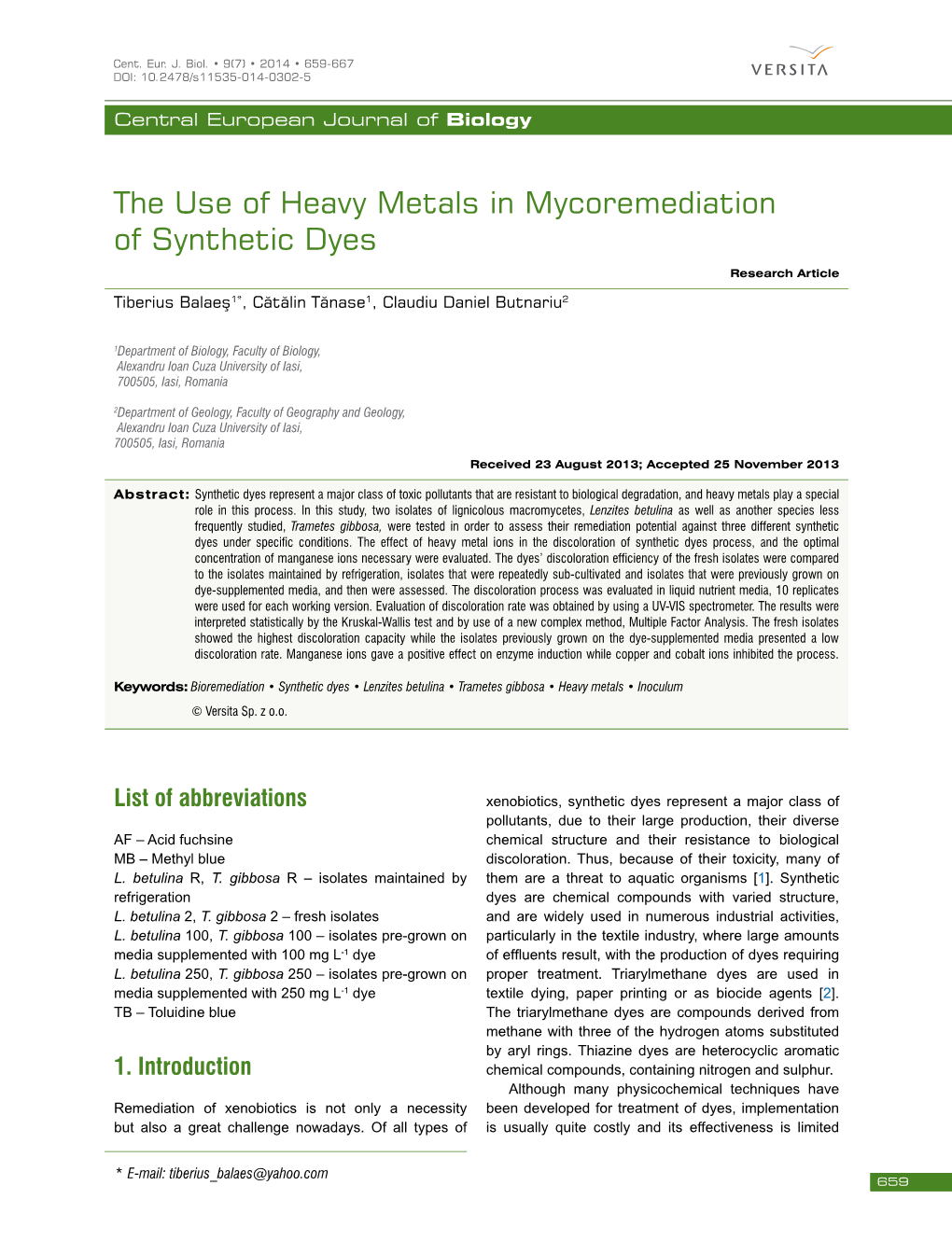The Use of Heavy Metals in Mycoremediation of Synthetic Dyes
