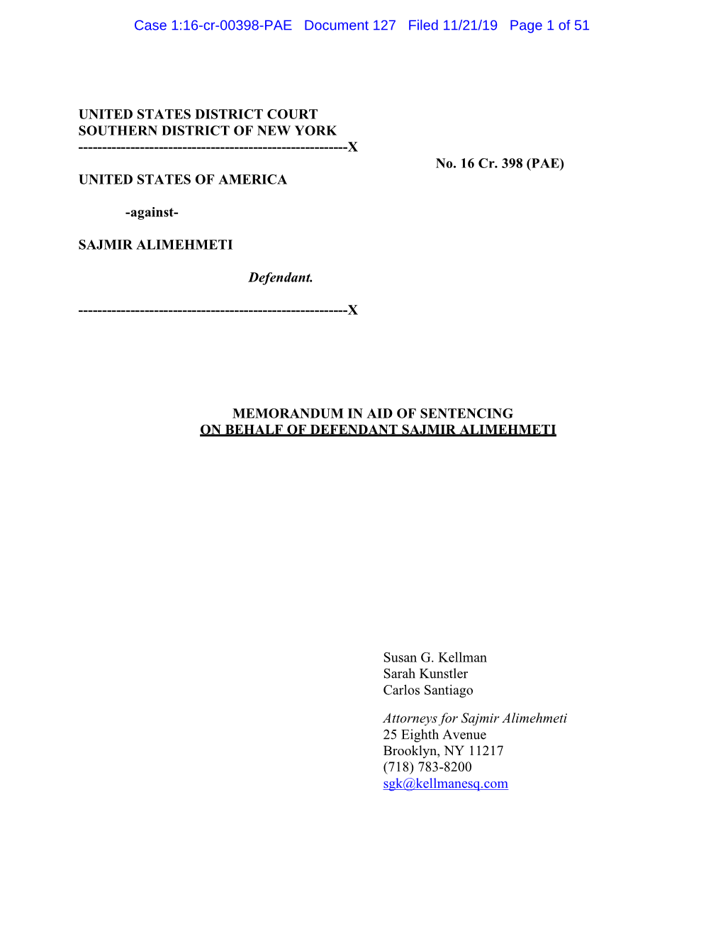 Alimehmeti Defense Sentencing Memo.Pdf