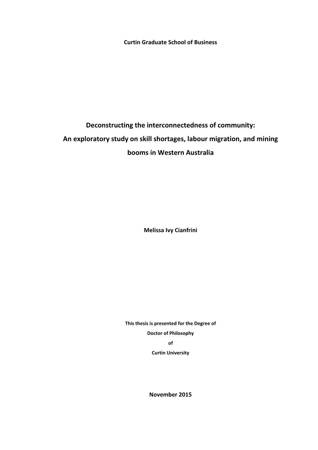 An Exploratory Study on Skill Shortages, Labour Migration, and Mining Booms in Western Australia