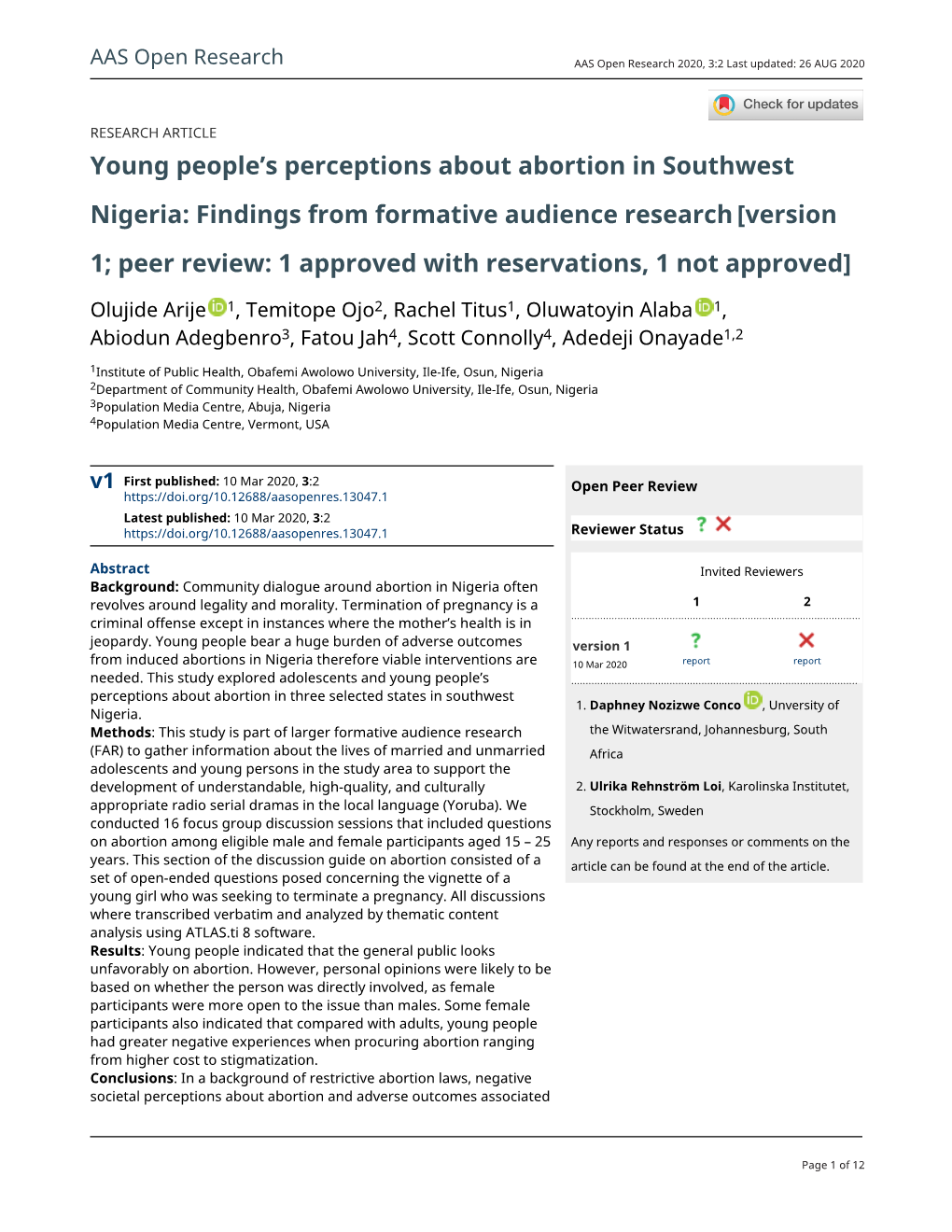 Young People's Perceptions About Abortion In