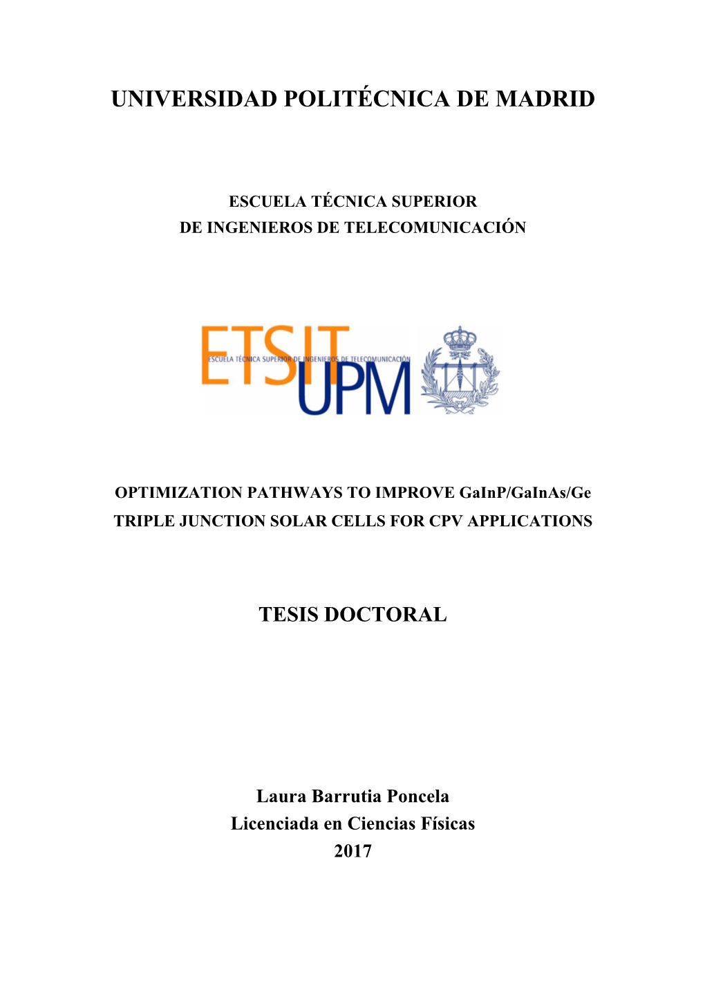 Laura Barrutia Poncela Licenciada En Ciencias Físicas 2017