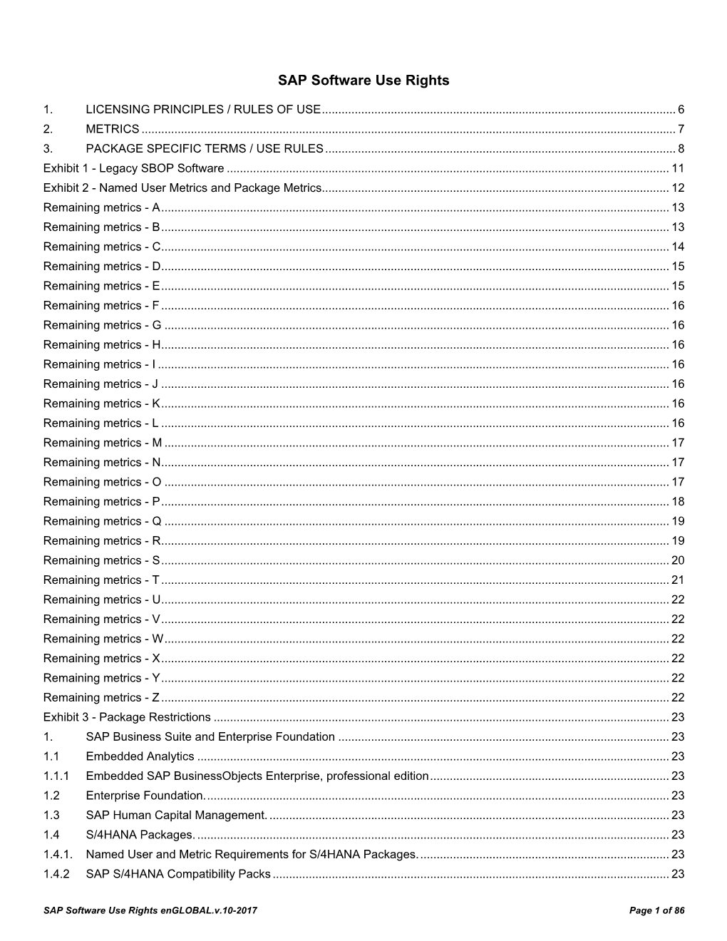 SAP Software Use Rights