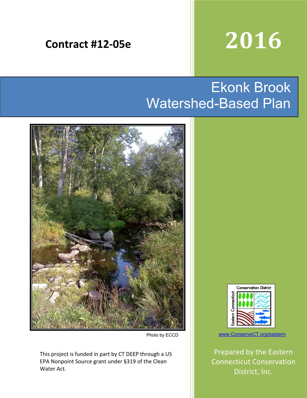 Ekonk Brook Watershed Based Plan 2016