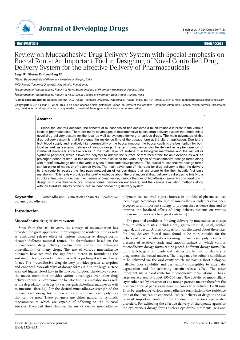 Review on Mucoadhesive Drug Delivery System with Special