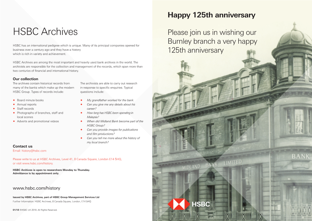 HSBC Archives Please Join Us in Wishing Our Burnley Branch a Very Happy HSBC Has an International Pedigree Which Is Unique