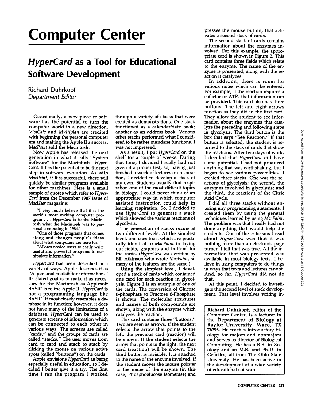 Hypercard As a Tool for Educational Software Development