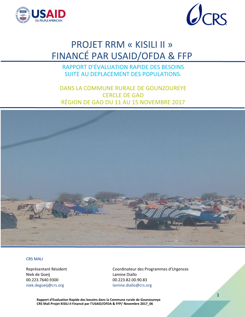 Projet Rrm « Kisili Ii » Financé Par Usaid/Ofda &