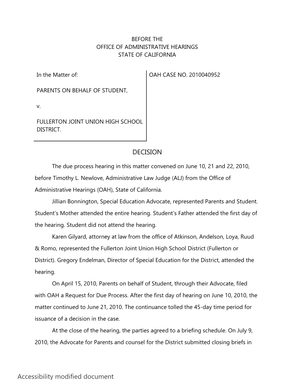 Case Number 2010040952 Modified Document for Accessibility