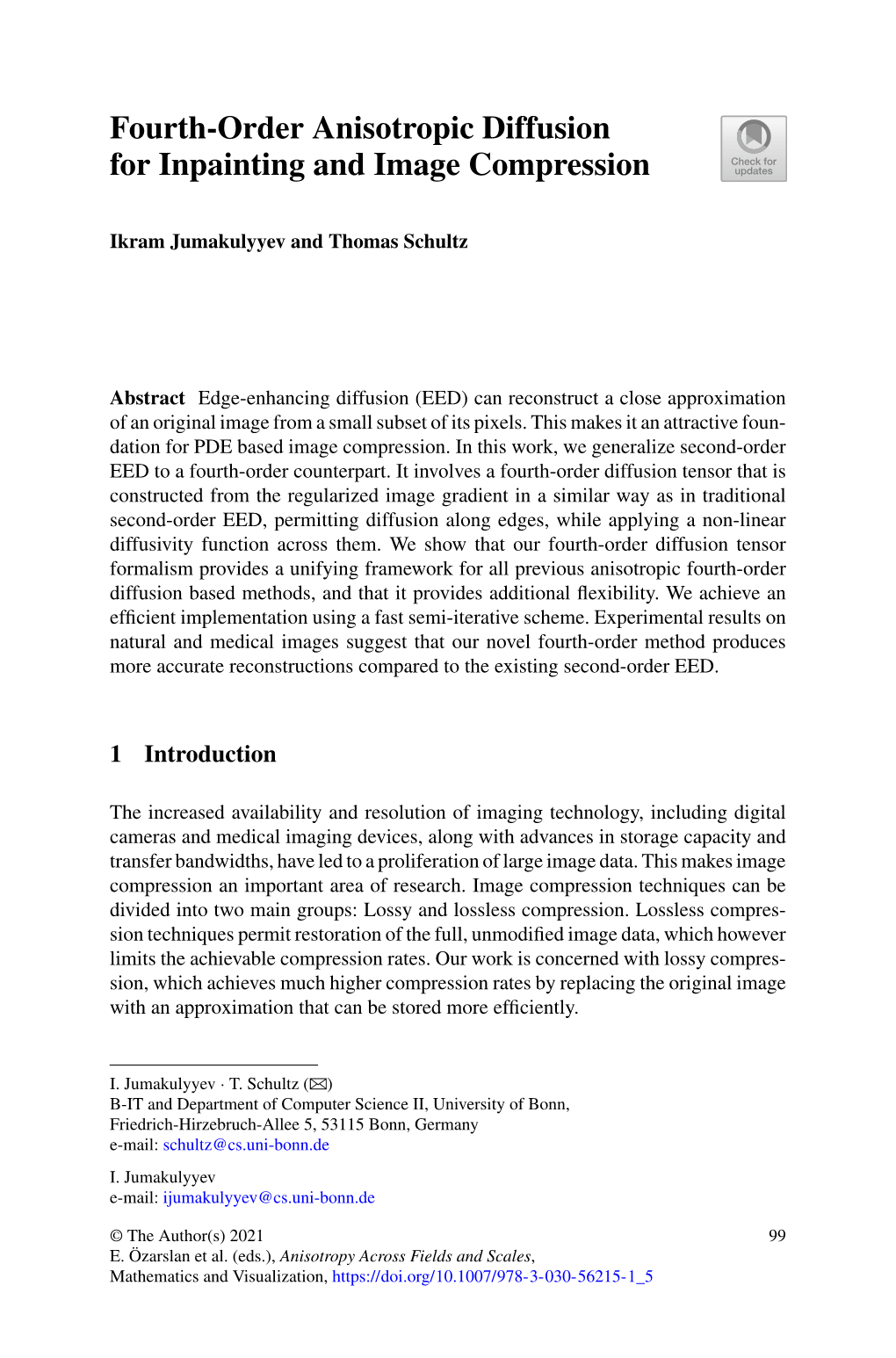 Fourth-Order Anisotropic Diffusion for Inpainting and Image Compression