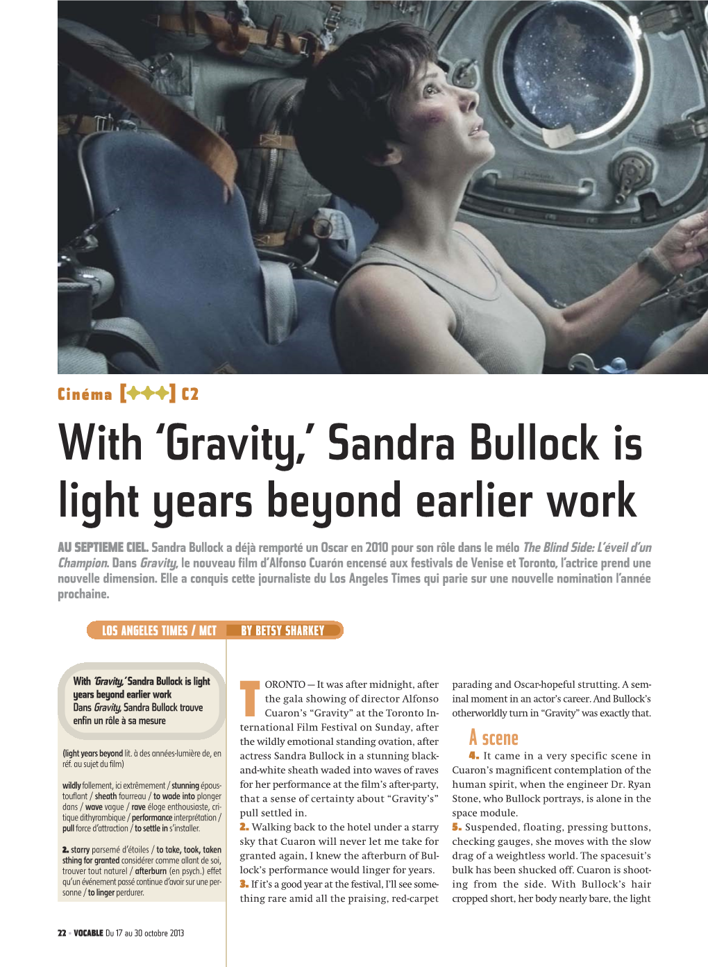 With 'Gravity,' Sandra Bullock Is Light Years Beyond Earlier Work