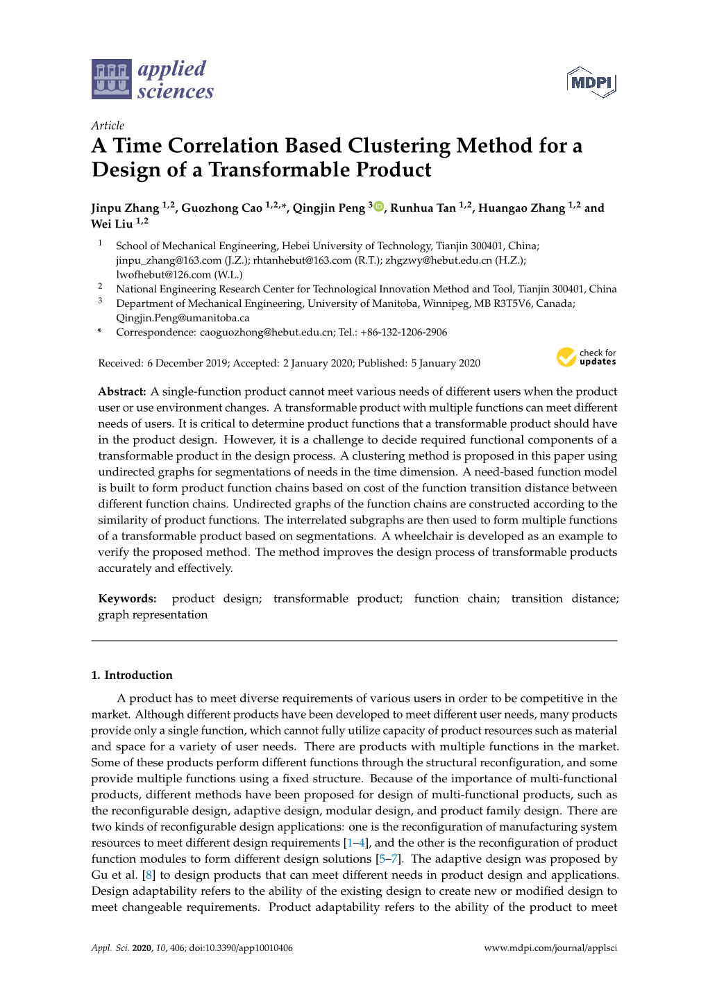 A Time Correlation Based Clustering Method for a Design of a Transformable Product