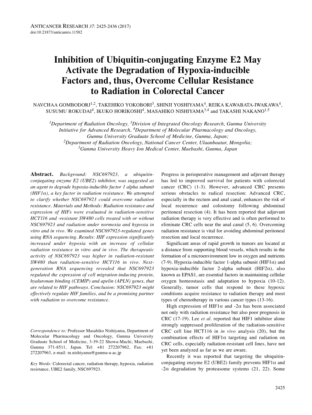 Inhibition of Ubiquitin-Conjugating Enzyme E2 May Activate The
