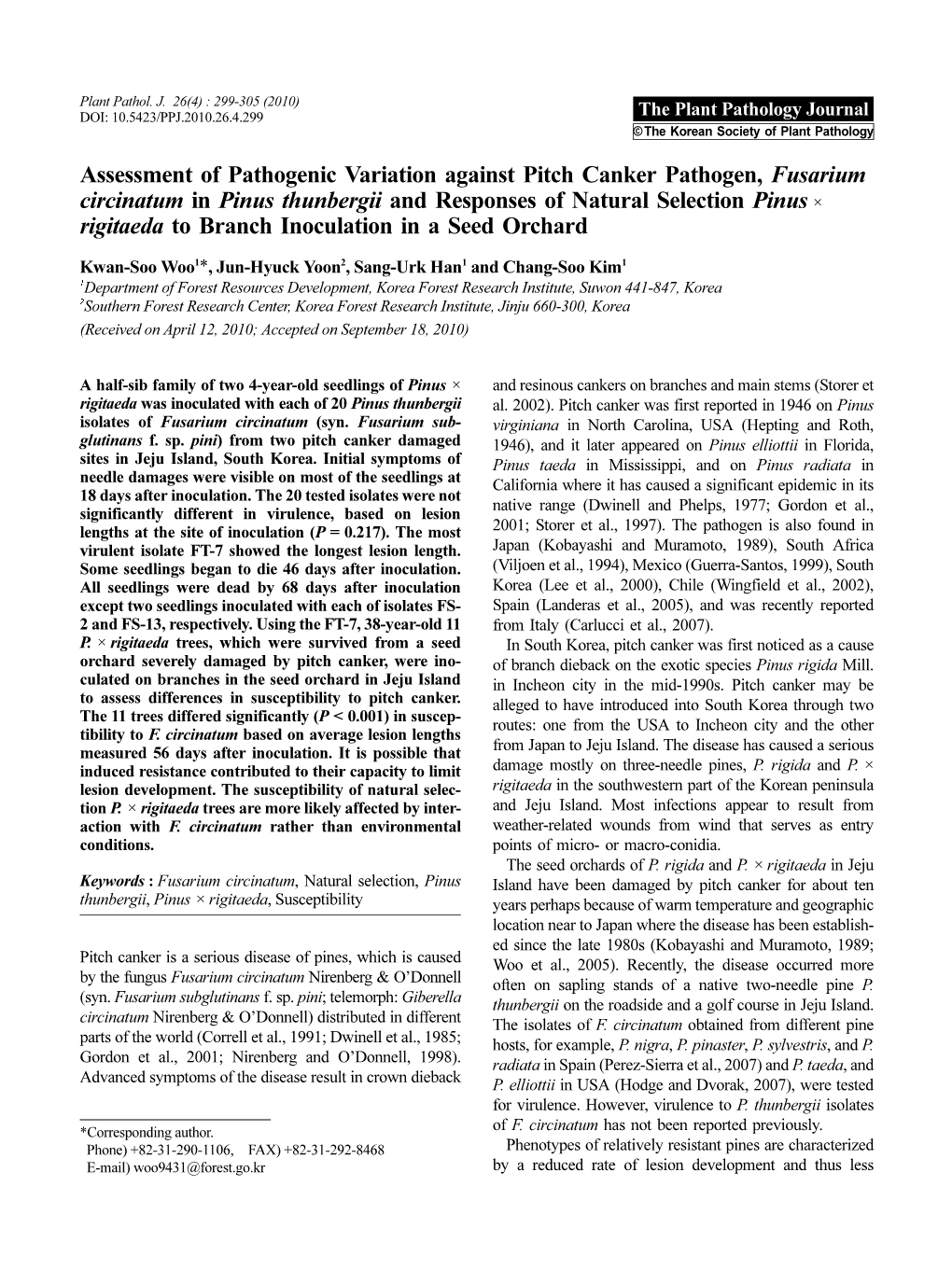 Assessment of Pathogenic Variation Against Pitch Canker Pathogen