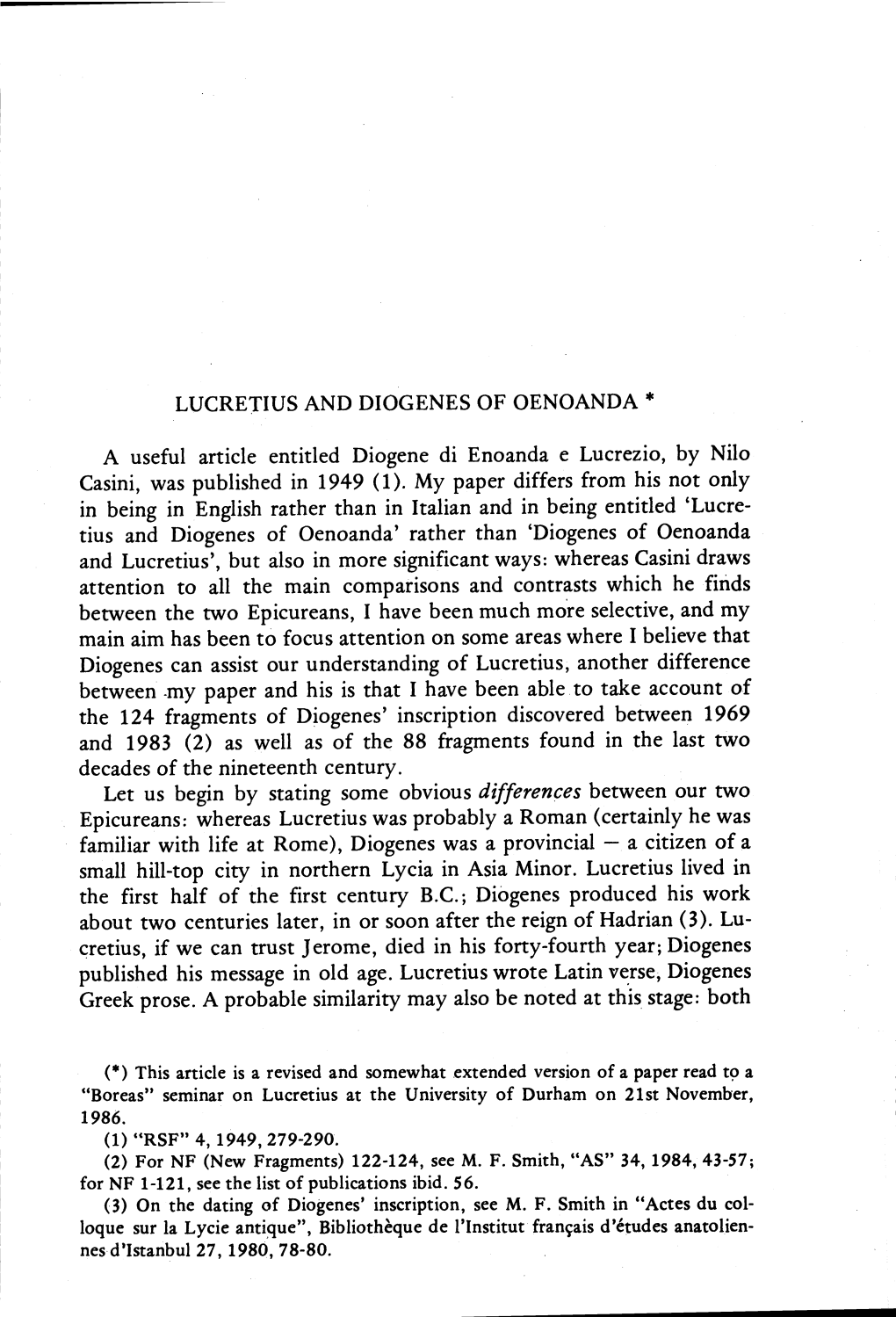 Small Hill-Top City in Nofthern Lycia in Asia Minor. Lucretius Lived In