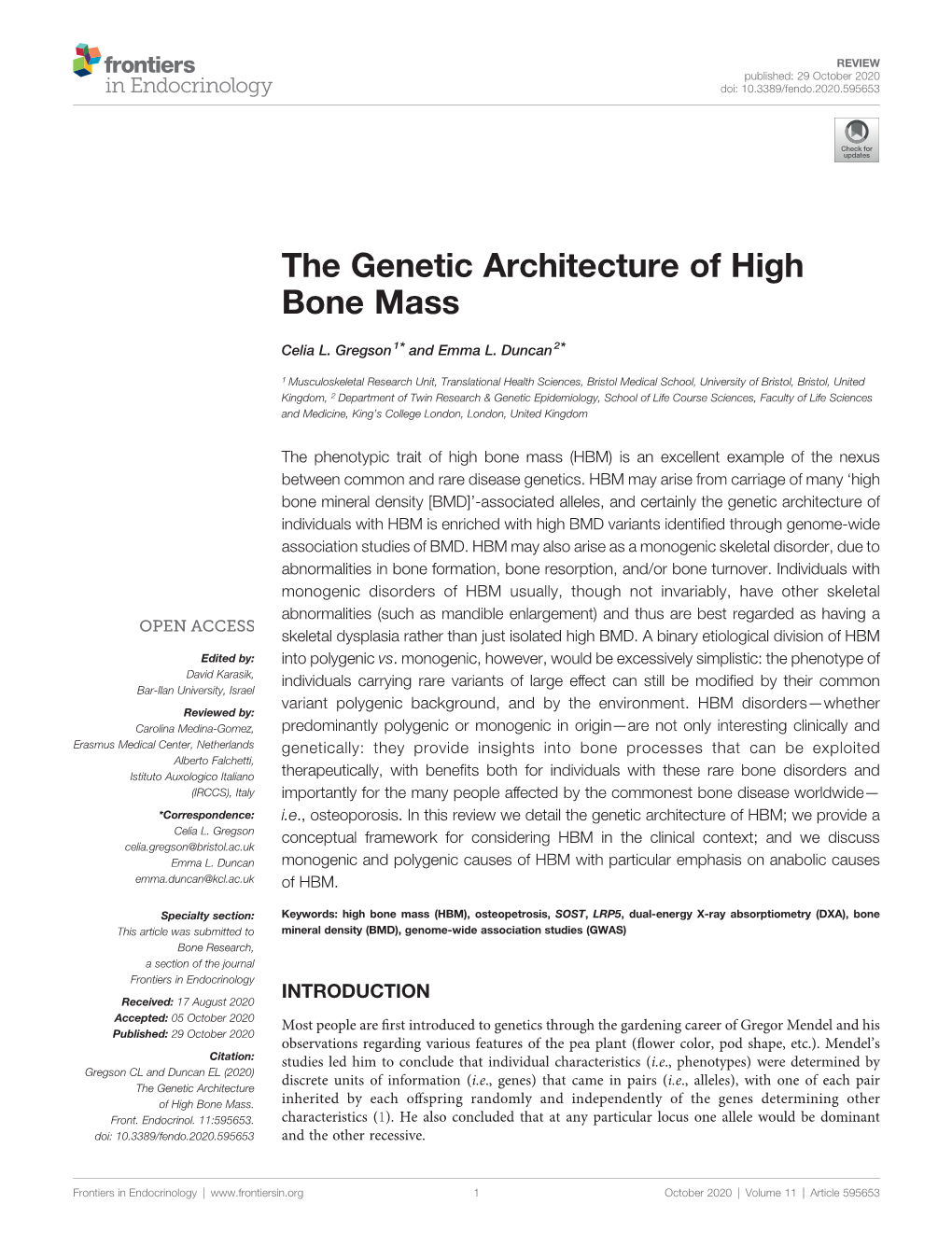 The Genetic Architecture of High Bone Mass