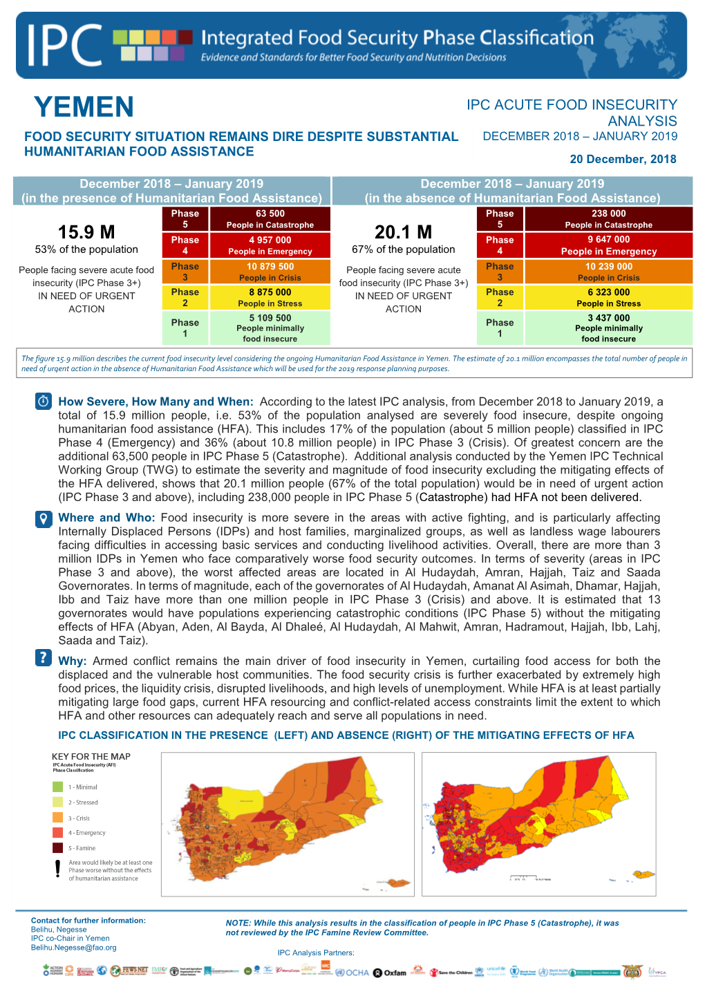 YEMEN ANALYSIS FOOD SECURITY SITUATION REMAINS DIRE DESPITE SUBSTANTIAL DECEMBER 2018 – JANUARY 2019 HUMANITARIAN FOOD ASSISTANCE 20 December, 2018