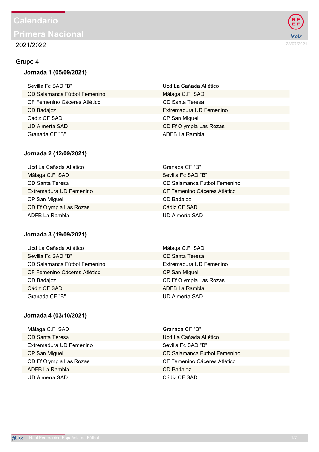 Primera Nacional Calendario