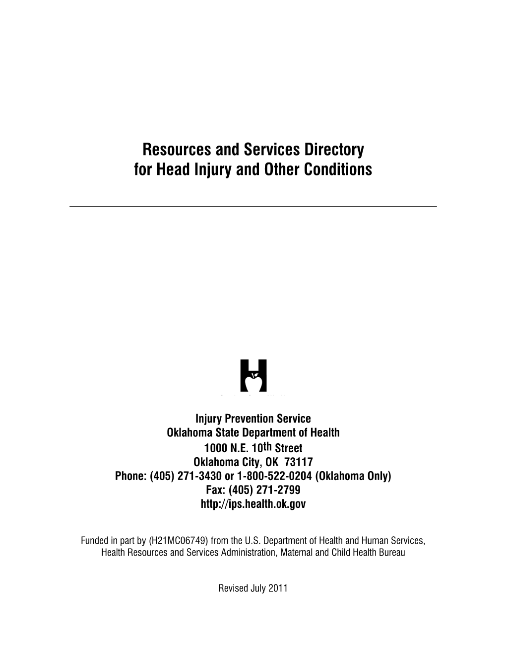 Resources and Services Directory for Head Injury and Other Conditions