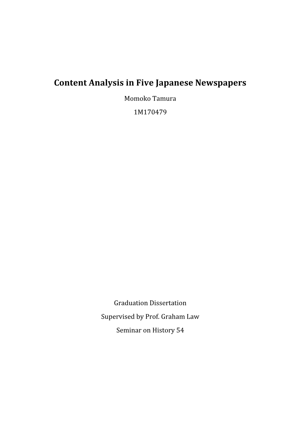 Content Analysis in Five Japanese Newspapers