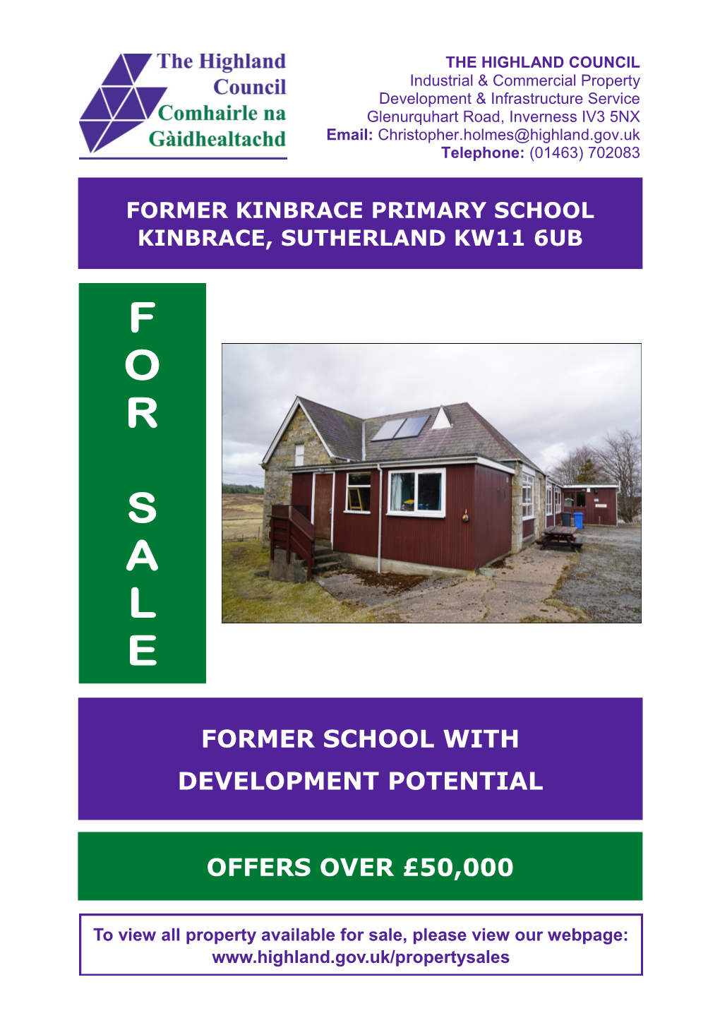 Sales Particulars for Kinbrace School