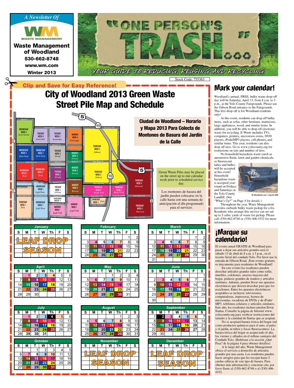 City of Woodland 2013 Green Waste Street Pile Map and Schedule
