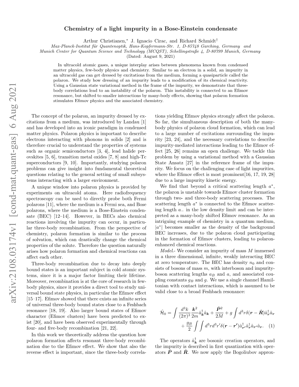 Chemistry of a Light Impurity in a Bose-Einstein Condensate