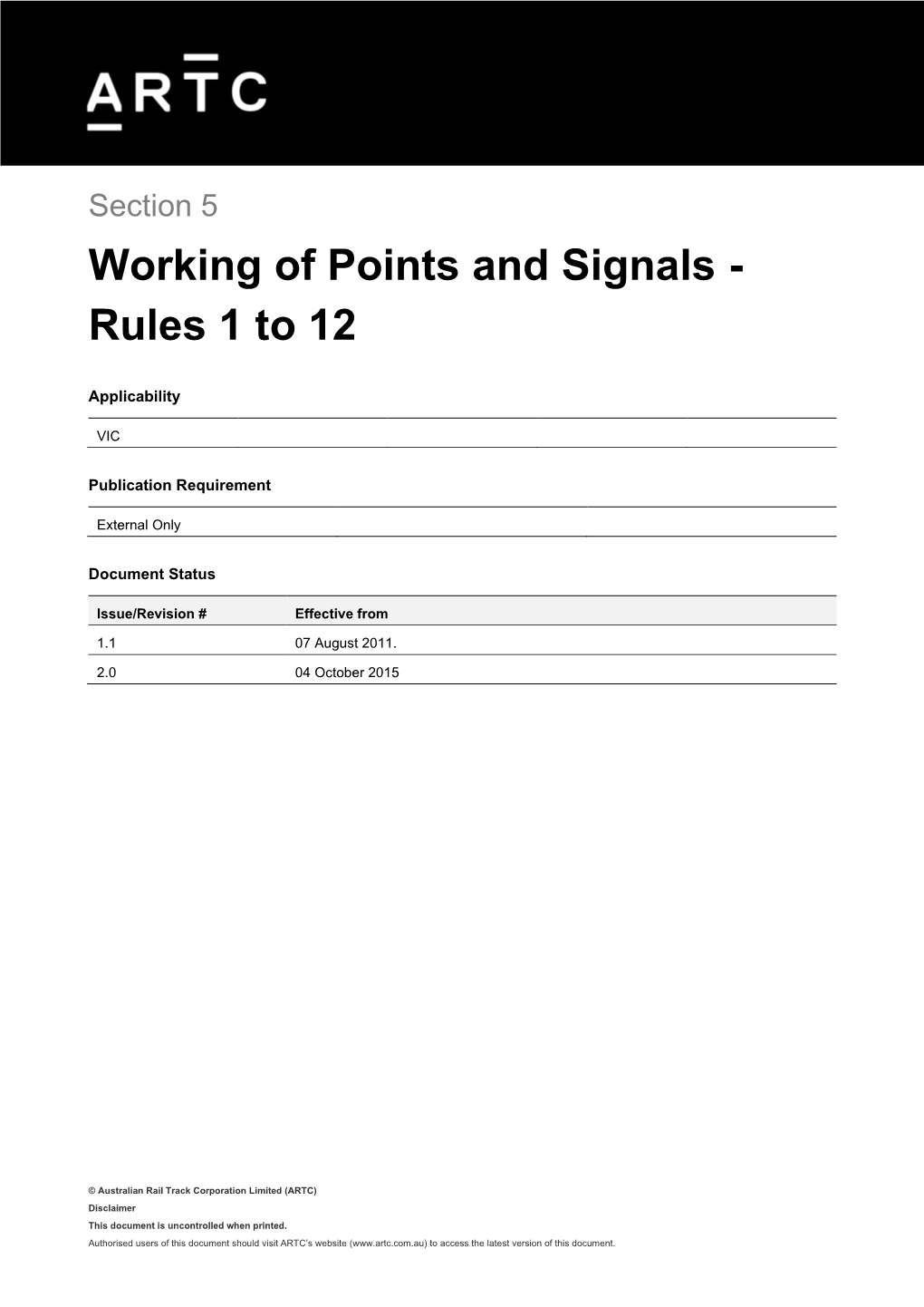 TA20 Section 5 Working of Points and Signals