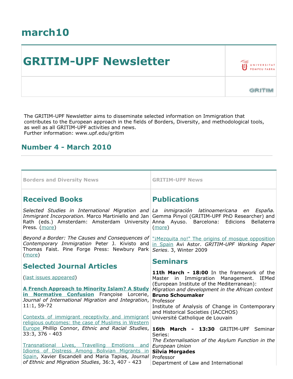 GRITIMUPF Newsletter