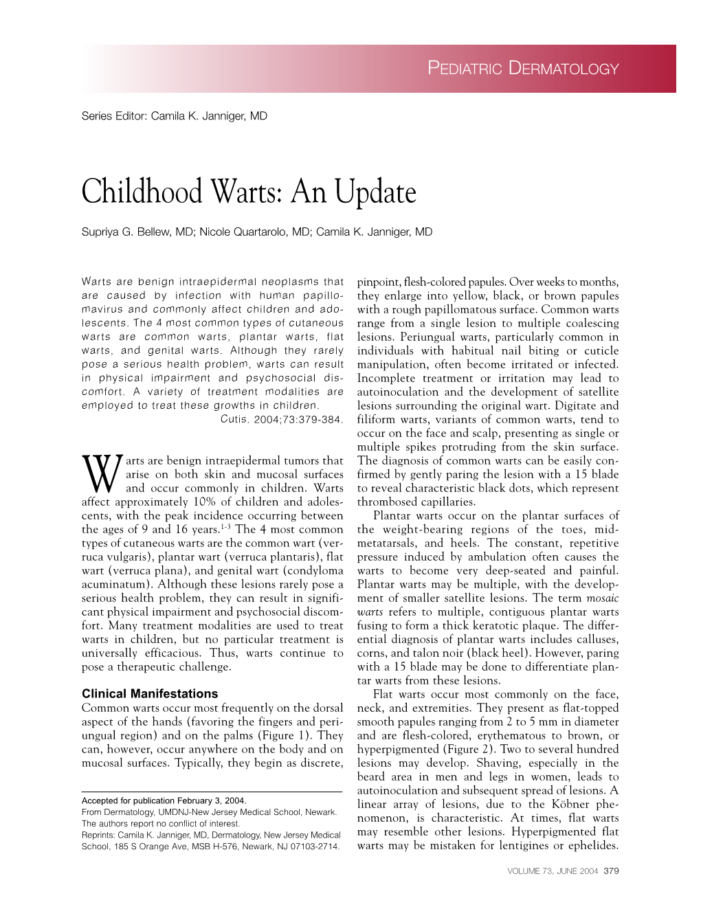 Childhood Warts: an Update