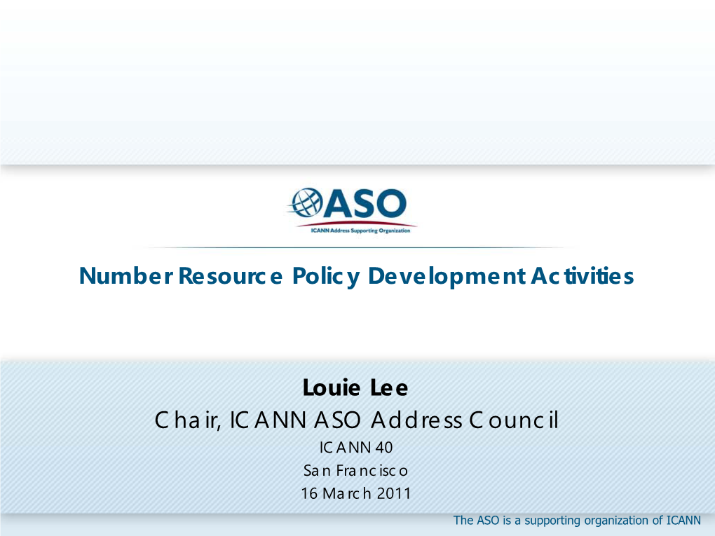 Number Resource Policy Development Activities