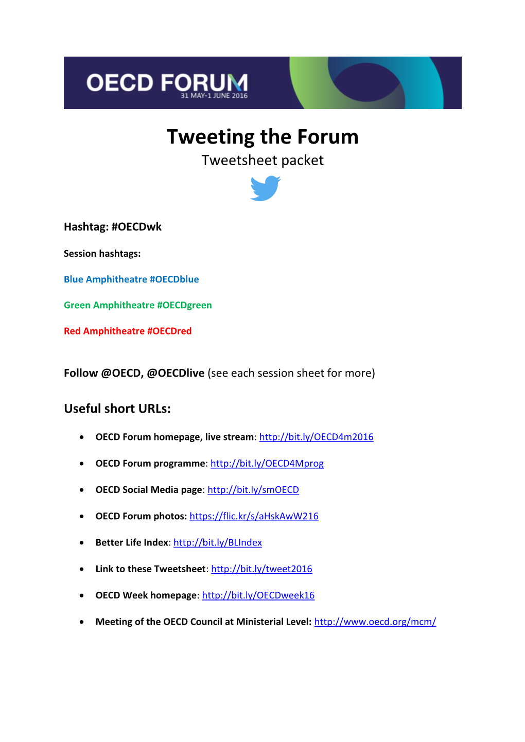 Tweeting the Forum Tweetsheet Packet