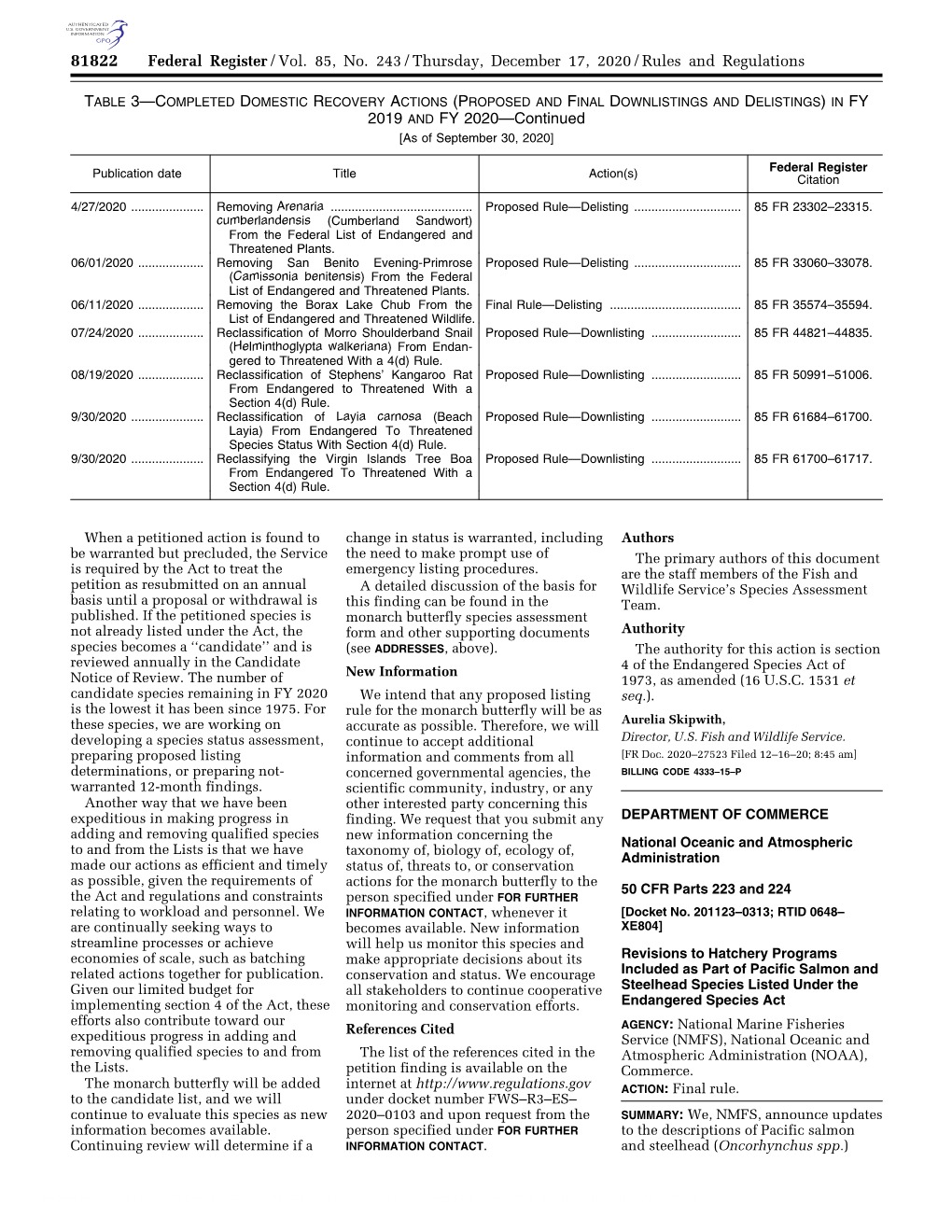 Federal Register/Vol. 85, No. 243/Thursday, December 17, 2020